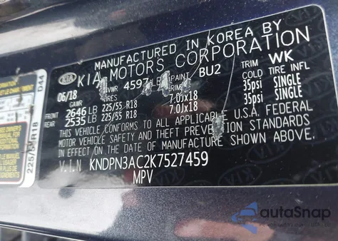 2019 Kia Sportage Ex z USA, uszkodzony, nr VIN KNDPN3AC2K7527459